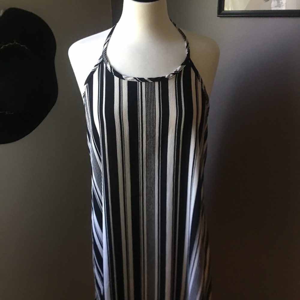 Black and white striped dress